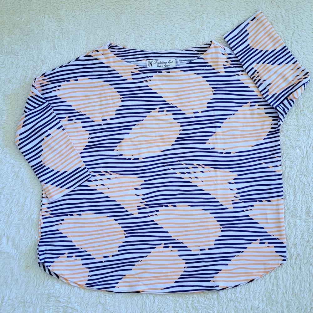 Fighting🤼‍♀️ Eel Top Ayako in Navy Stripe Modal - NWT